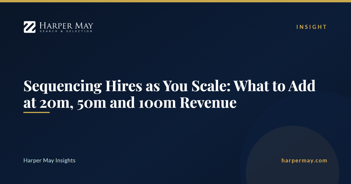 Sequencing Hires as You Scale: What to Add at 20m, 50m and 100m Revenue